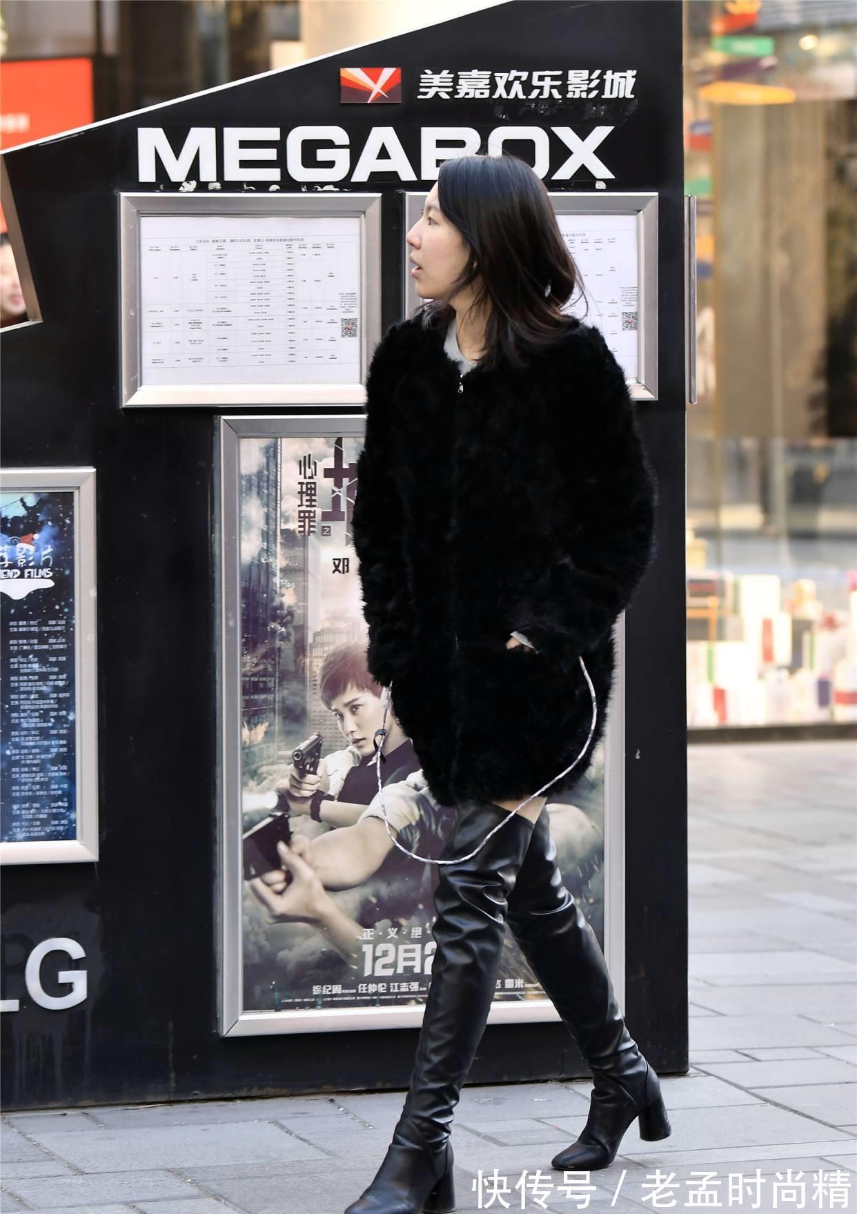 搭配 时尚街区常见的过膝靴,如何在冬季搭配出精致的效果