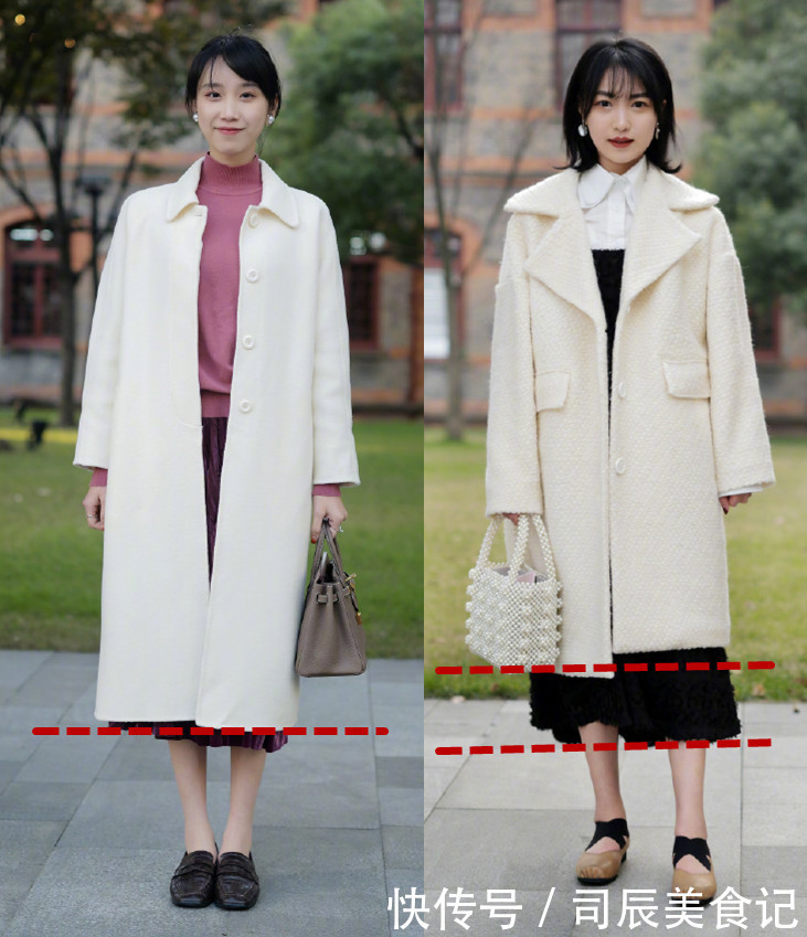长大衣下面不一定穿裤子,今年冬天流行这样穿,优雅知性提气质
