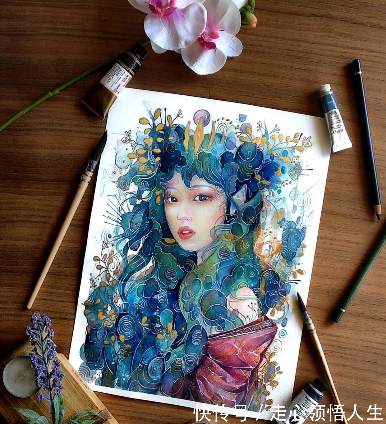 希腊$寂静宇宙中的明眸:色彩与金箔的交融,插画家卡法西斯的神话四季