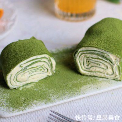 #白色情人节限定美味#治愈抹茶——毛巾卷
