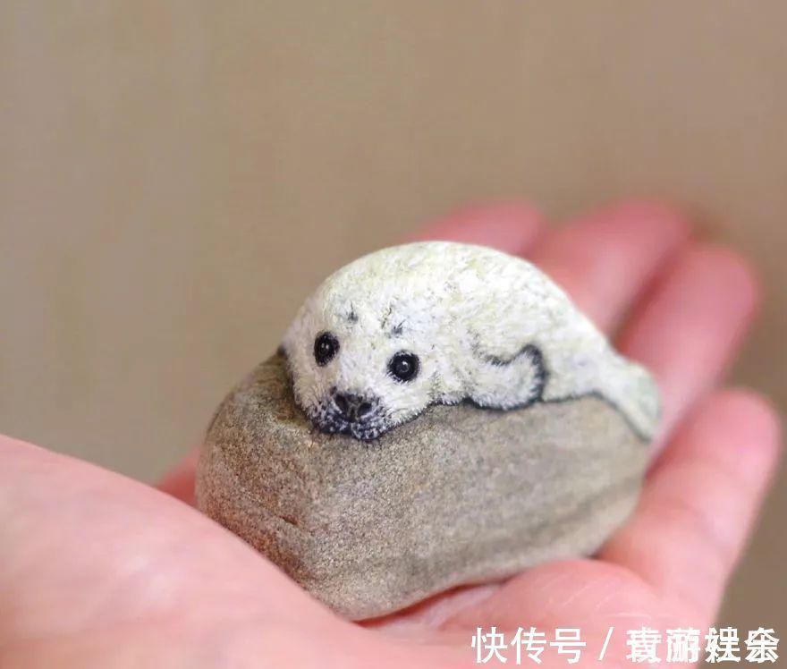 小姐姐$在石头上画画!日本小姐姐笔下的萌宠,惹9万网友围观:也想要一个