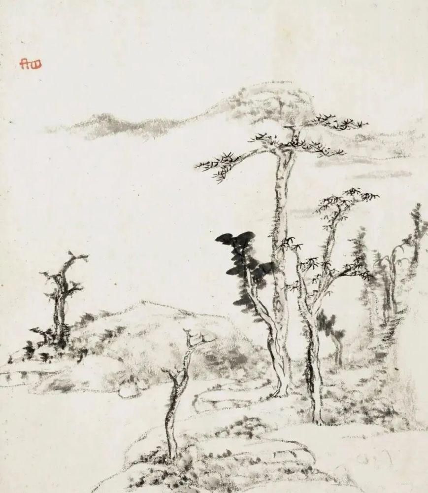 米氏$这套册页当不仅仅有山水也有花鸟,就是没有的是大红大绿的色彩