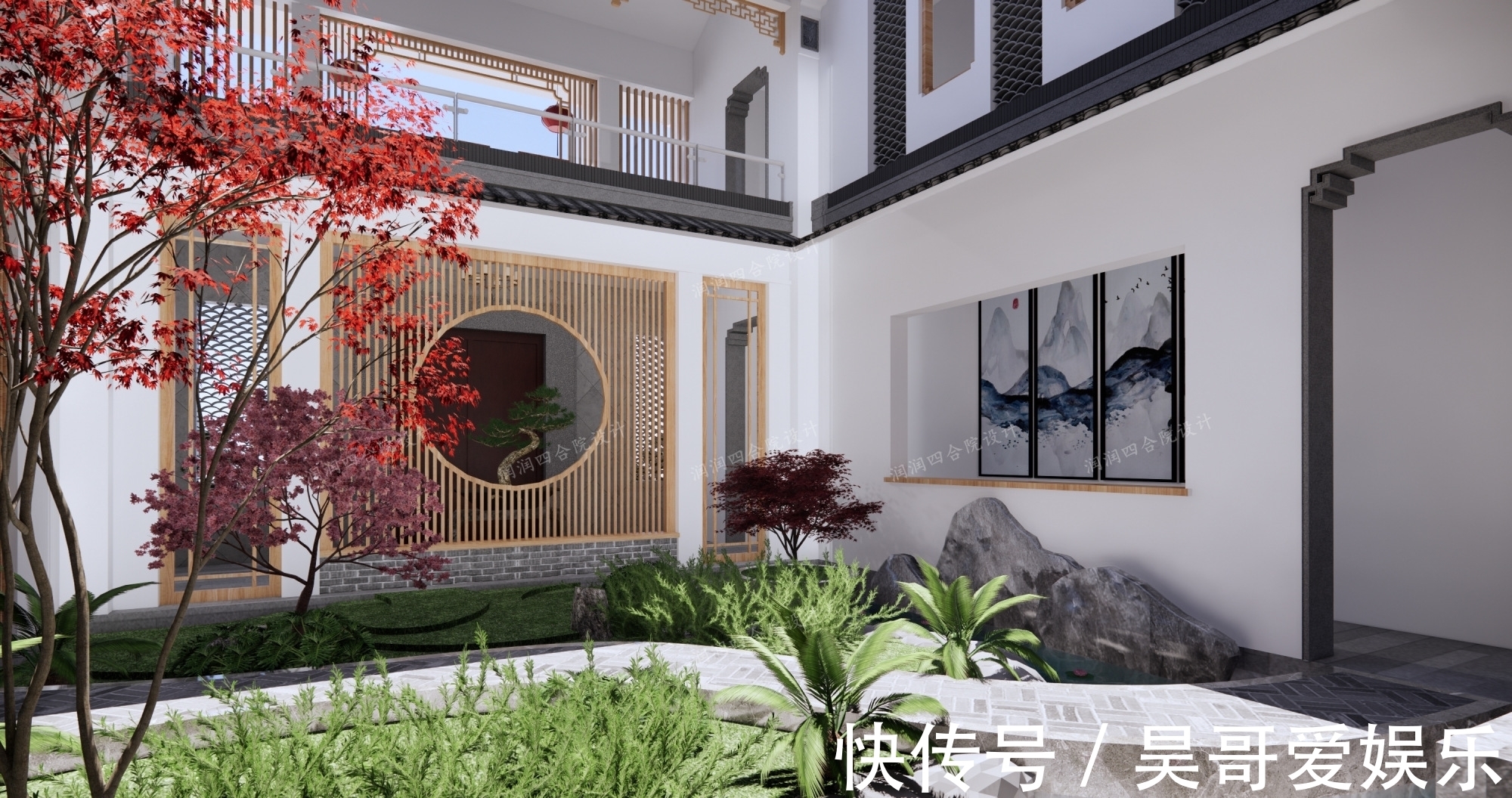 庭院|广东清远三层带地下室家族大宅现代四合院民宿28×20