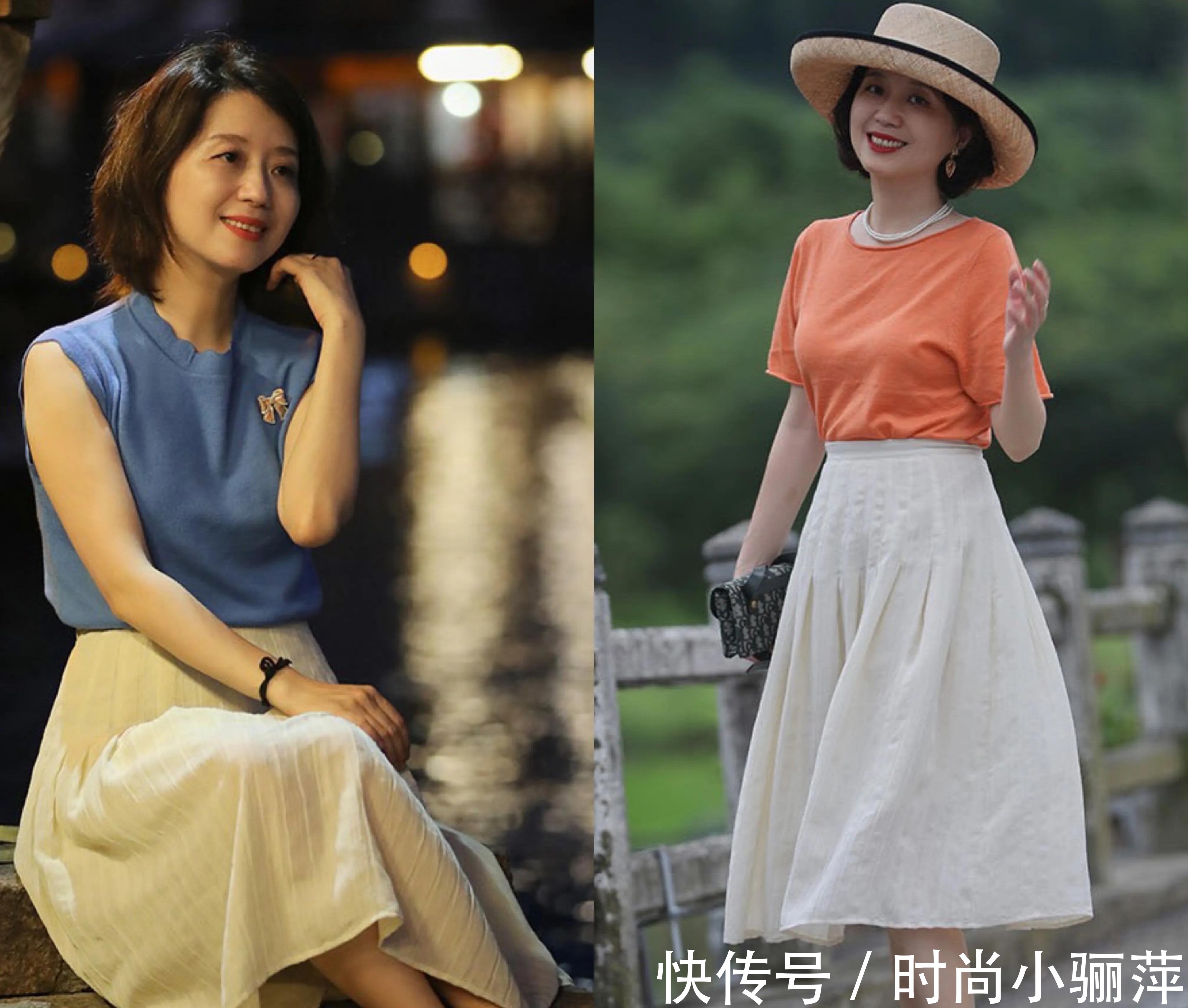 女人|天热了，“半裙”建议这几款，40岁女人穿温婉动人，太养眼了