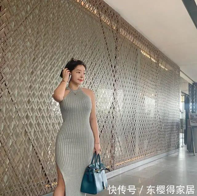 针织裙|美女穿上这种类型的针织裙,我们知道短发的女孩并不简单