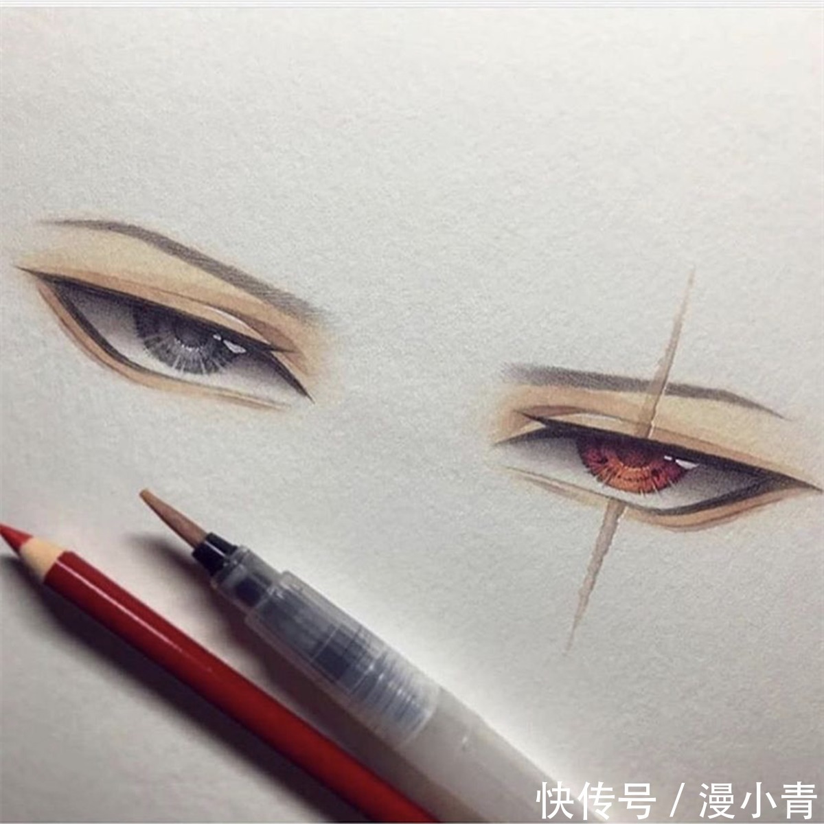 眼妆#画师展示出画人物眼睛的专业画笔，这下可以给自己画不好找理由了