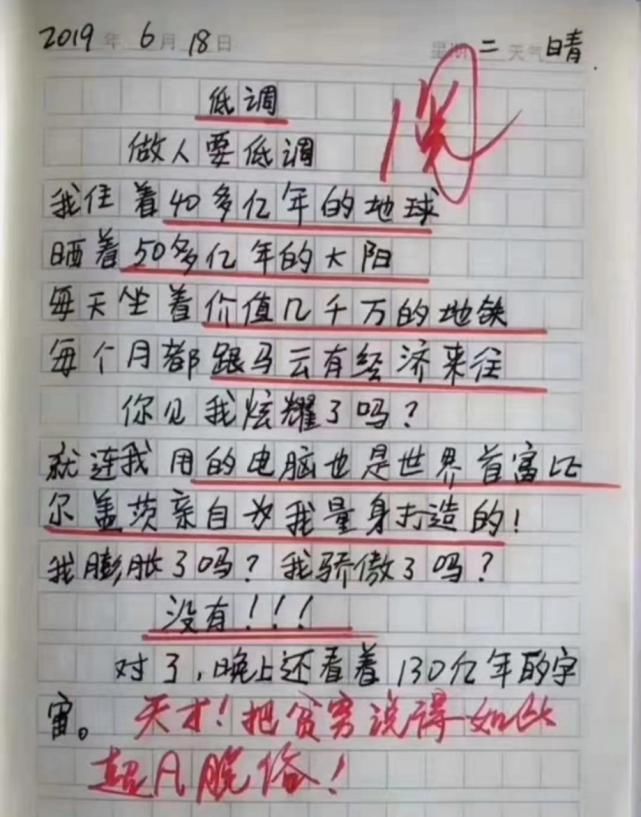  小学生作文《低调》火了，老师称：优秀，我拜你为师吧！