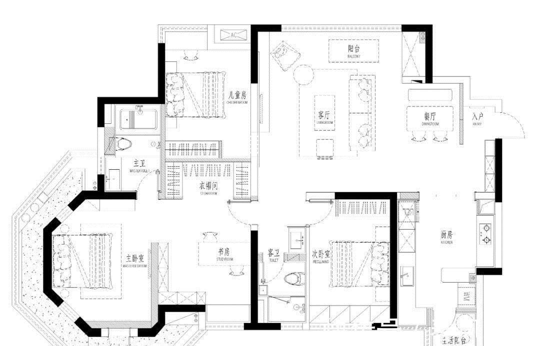 三居|140㎡自然简约风三居，一体的多功能空间，羡慕！