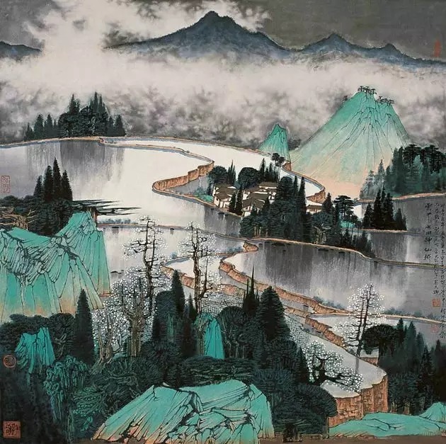 山水画$“江南鬼才”笔下的工笔山水画,色彩丰富,太震撼了!