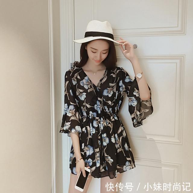 印花|雪纺连体短裤,时尚有型,省去穿搭烦恼