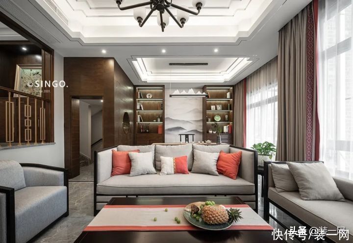 别墅|300㎡新中式实景的“方圆人生”，对称式别墅显中式传承