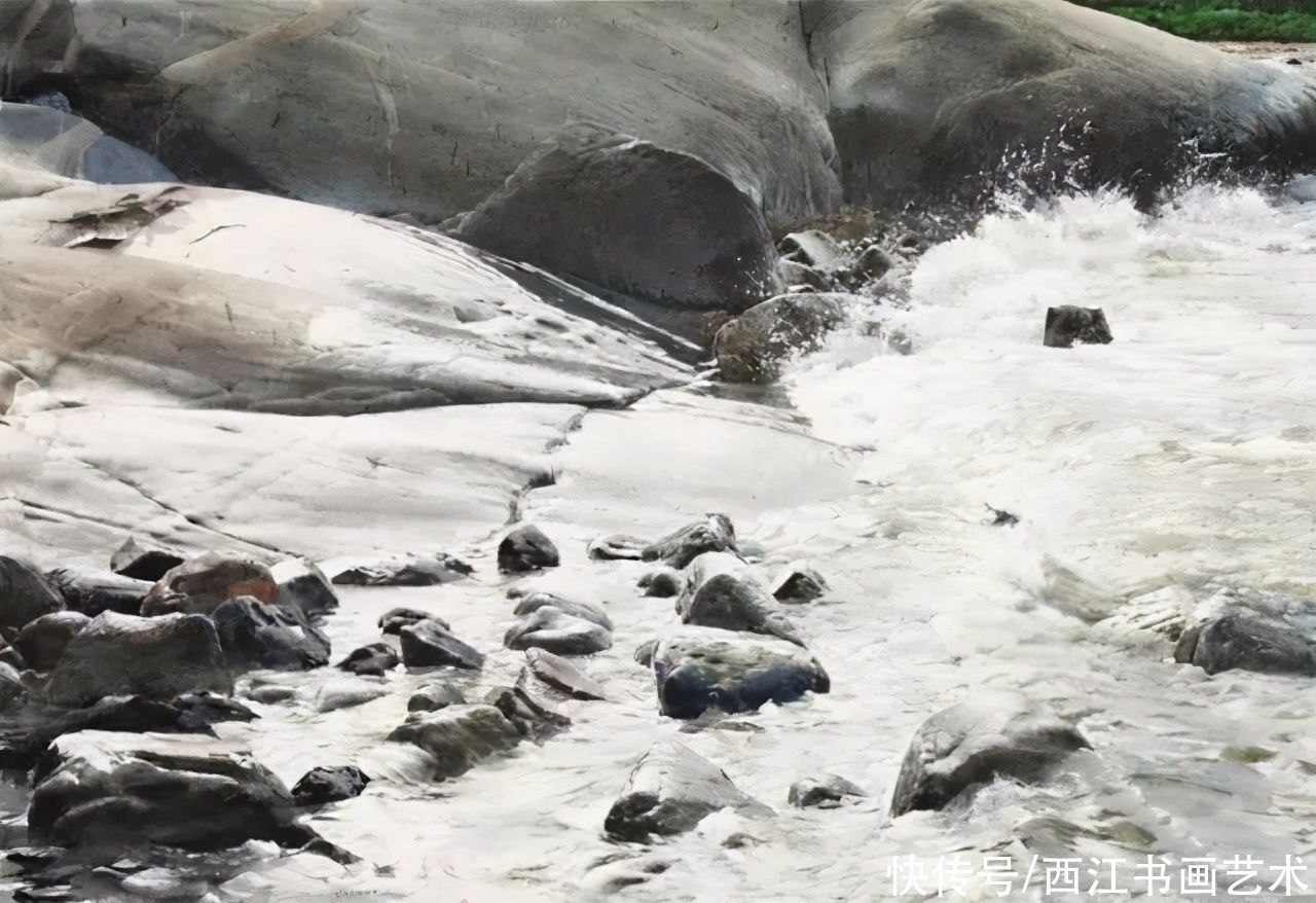 克拉科夫$这位瑞典水彩画家把海边的石头质感画得好极了