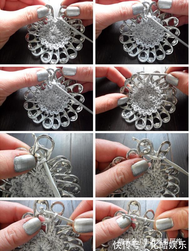 在易拉罐拉环上编织，钩成的包包耐看耐用！DIY变废为宝附教程