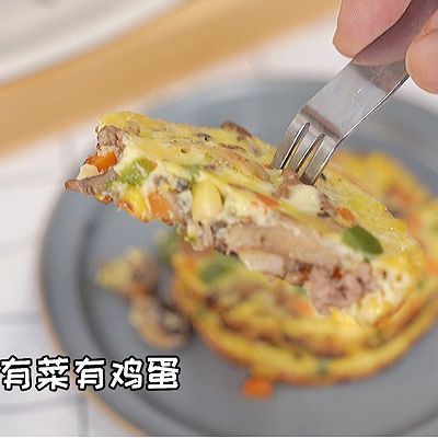 时蔬|口蘑牛肉时蔬鸡蛋饼