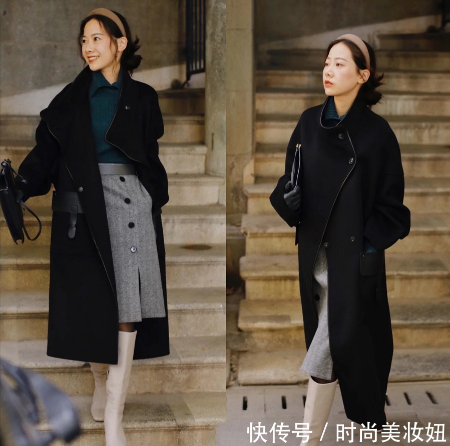 时髦 为何你穿“黑色大衣”这么老气?来看她们的穿搭,高级又时髦