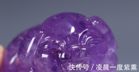 福猪手把件$清 天然紫水晶福猪手把件