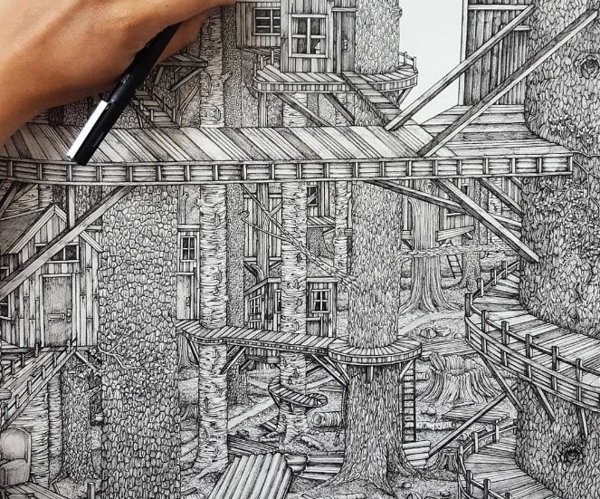 olivia@全球最“抠”美女画家,用一支2元针管笔惊艳世界