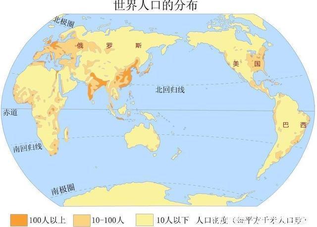 人口超过一亿的大国中,美国、巴西和俄罗斯三个国家人口密度最小
