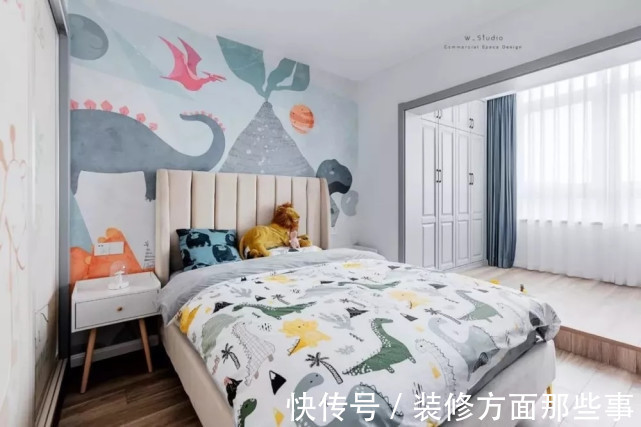 装修|161平混搭四居室,儿童房让孩子享受在这“动物世界”氛围里