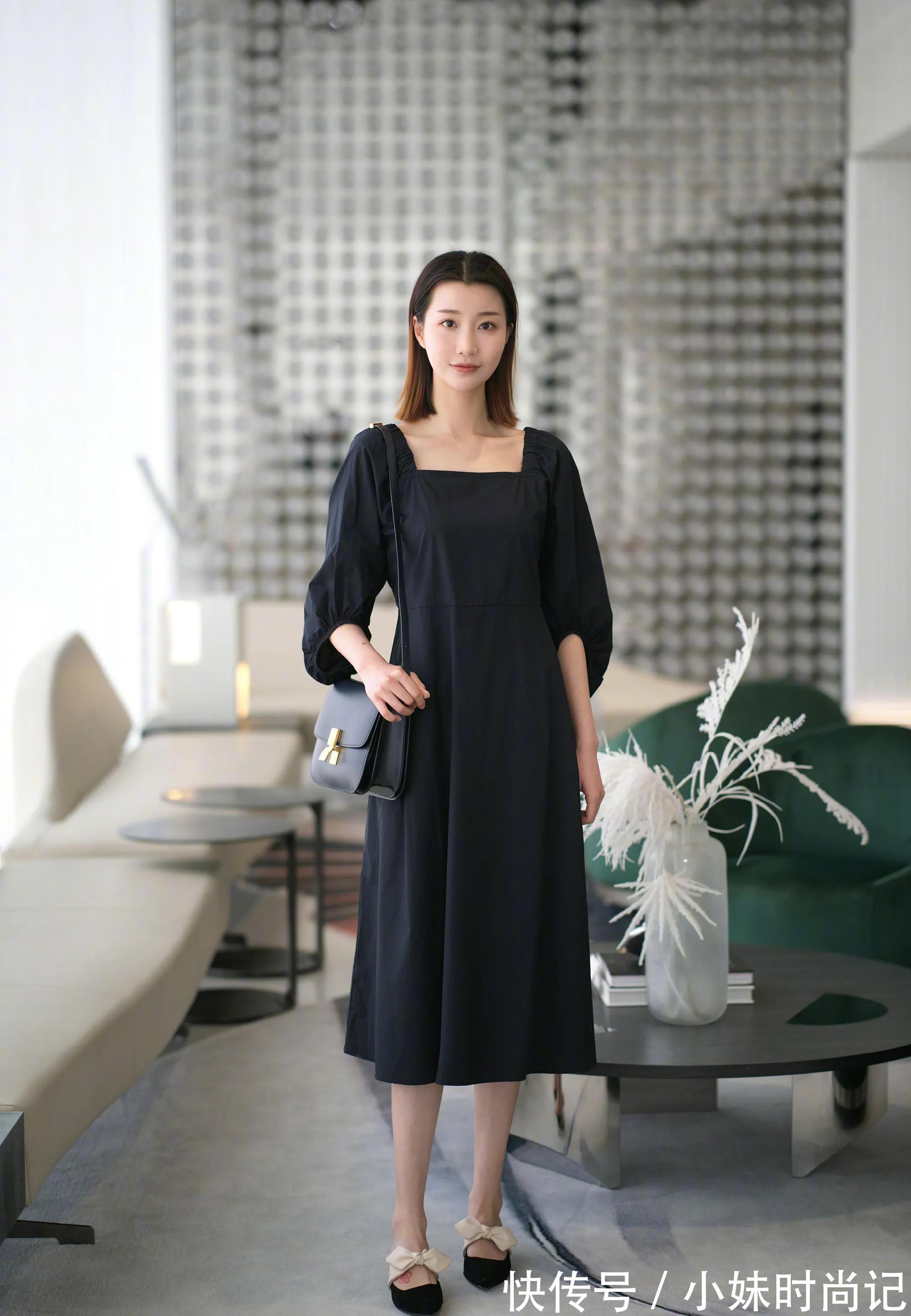 范儿|6套黑色方领连衣裙 打造复古优雅女神范儿