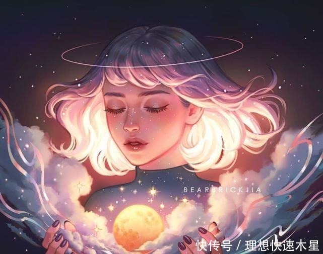 工作细胞|“月亮星星”拟人化头发做云、手捧月,国外画师不一样的脑洞!