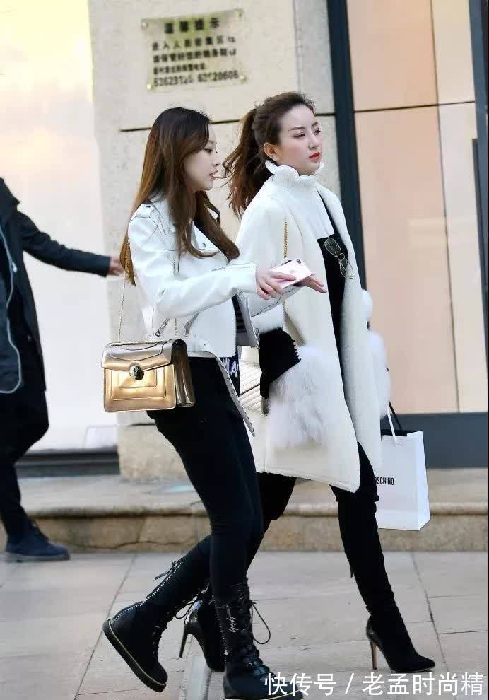 美腿 街拍:动人不凡,穿黑色长筒靴的美腿美女,肉色打底裤很是性感!