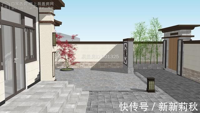 双入户门|一层新中式别墅,双入户门,房间均能采光,屋檐外挑,简单大气