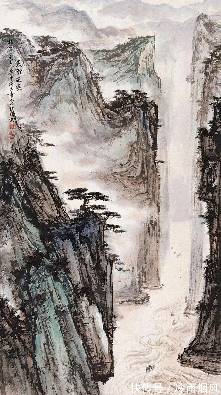 山水画&陈大章的山水画，气势大！