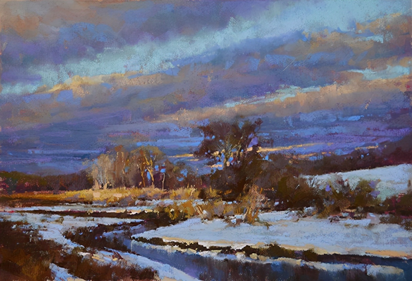 美国#美国艺术家阿奎尔柔和的风景油画,画里充满了阳光温馨美好