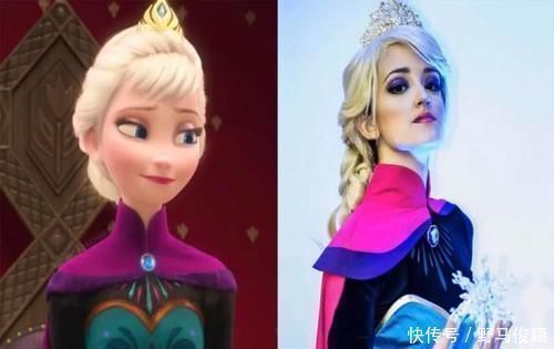 cos|现实版冰雪女王,艾莎美貌遗传自妈妈,包子脸安娜笑起来也很甜!