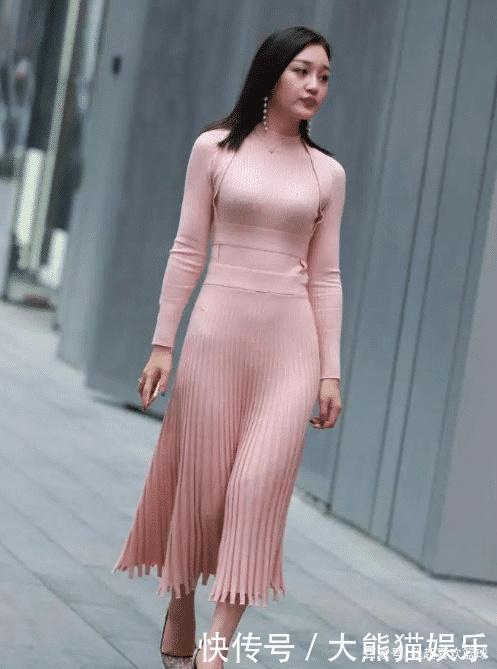 粉色连衣裙,知性优雅,高级养眼