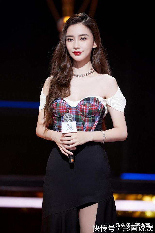 格纹 Angelababy美得惊艳,一袭格纹拼接连衣裙,看着好心动