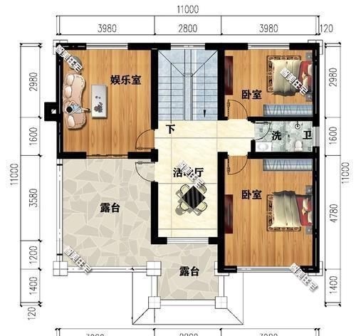别墅|11×11米,建房尺寸相同的两栋别墅,带挑空客厅均很大气