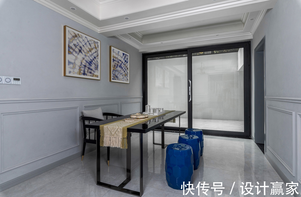 茶室|297㎡时尚美宅,华丽优雅的简美轻奢风,晒晒现场照