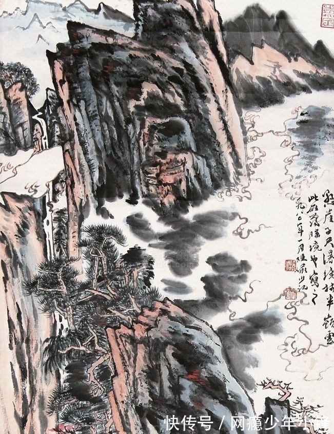 陆大师|陆俨少作品难以模仿，大山河水绘画堪称第一，独创技法够厉害