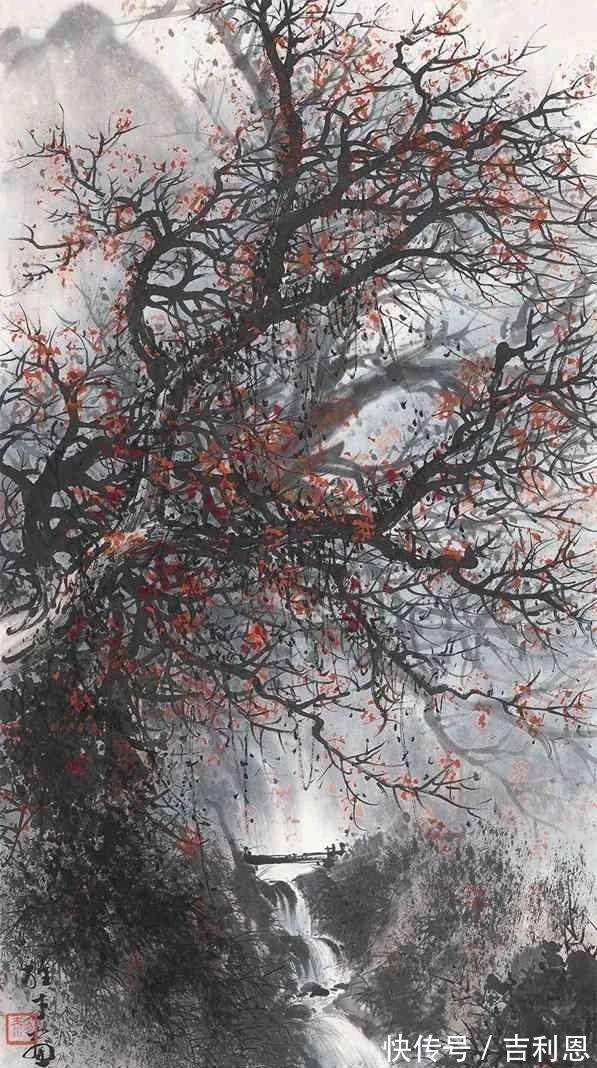 白云生!霜叶红于二月花|黎雄才秋景山水画,美不胜收,美轮美奂!