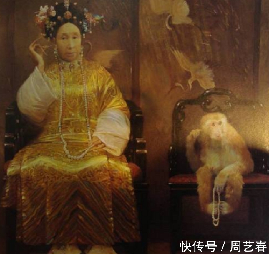 老佛爷|晚清老佛爷慈禧太后的油画像：慈禧年轻貌美，坐在秋千上笑！