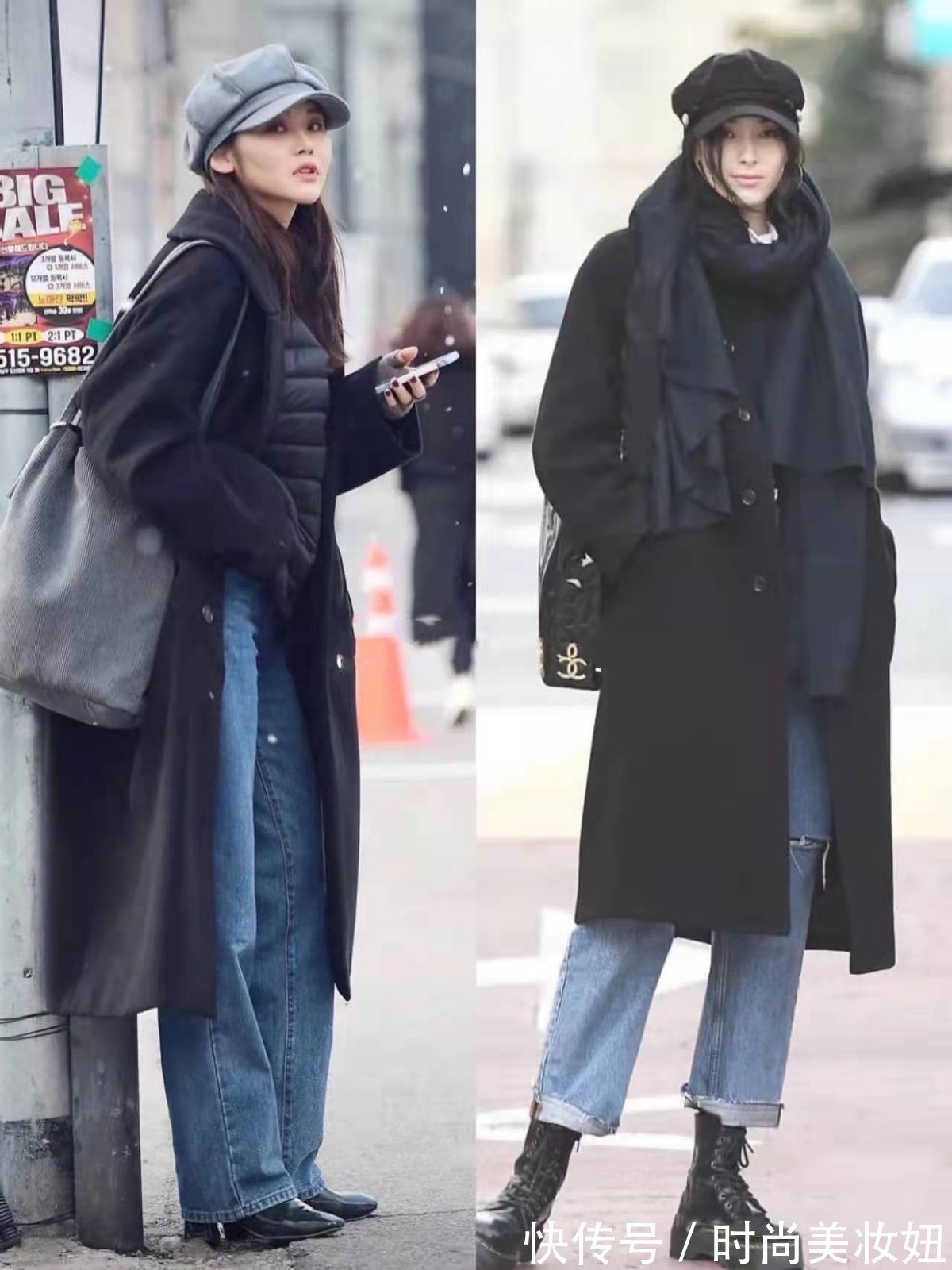 格纹 真正时髦的女人,大衣都不配打底裤,看韩国女生的穿搭就知道