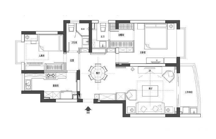 棉麻窗帘|108㎡美式风,素色棉麻窗帘,墙纸清新素雅,一家人的小温暖!