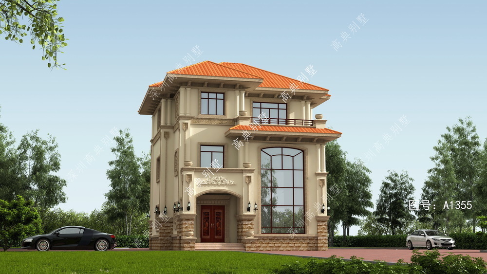 别墅|定制设计的欧式别墅，占地方正，多窗多露台，观景方便。