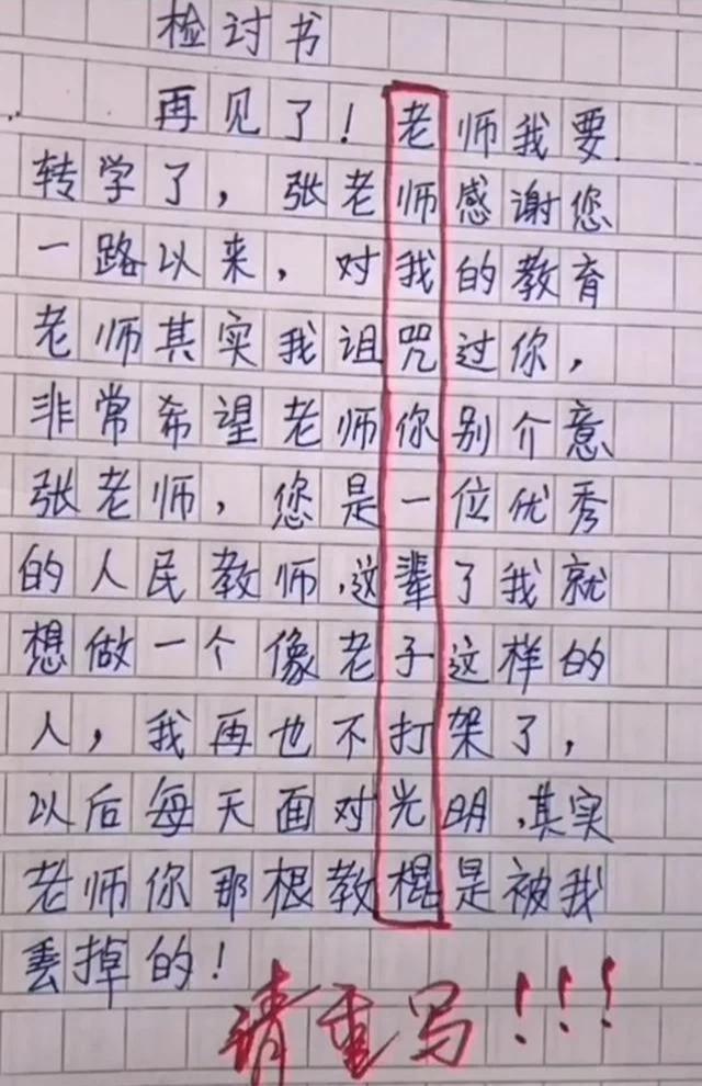 检讨书|熊孩子的“检讨书”火了,看似诚恳却暗藏玄机,网友:是个人才