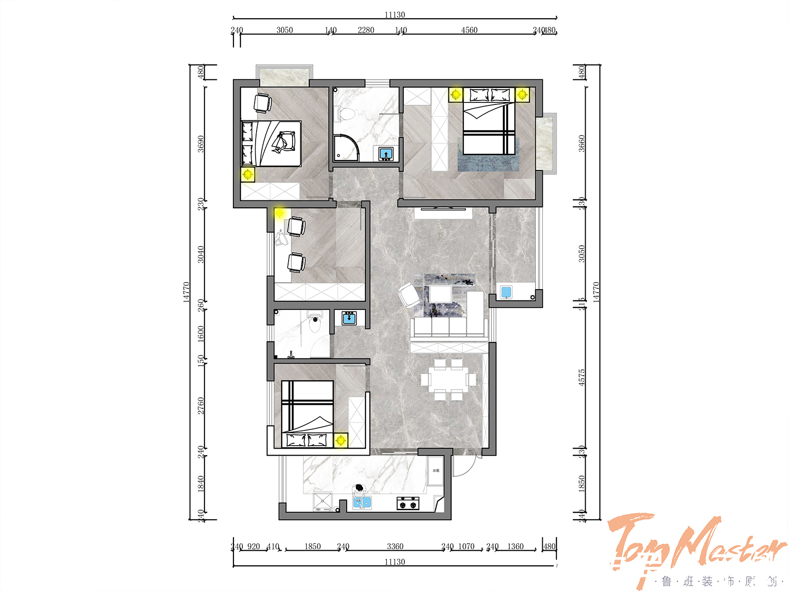 水晶类|【鲁班装饰】时代俊园140㎡现代简约风格,繁杂生活中的宁静。