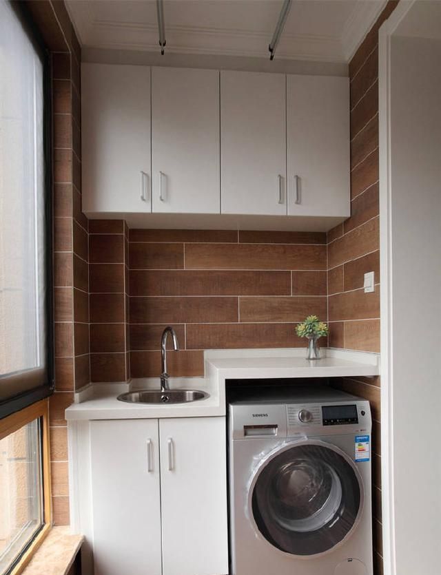 洗手台|阳台这样设计,洗衣机摆放整洁实用,不占用空间,适合大小户型