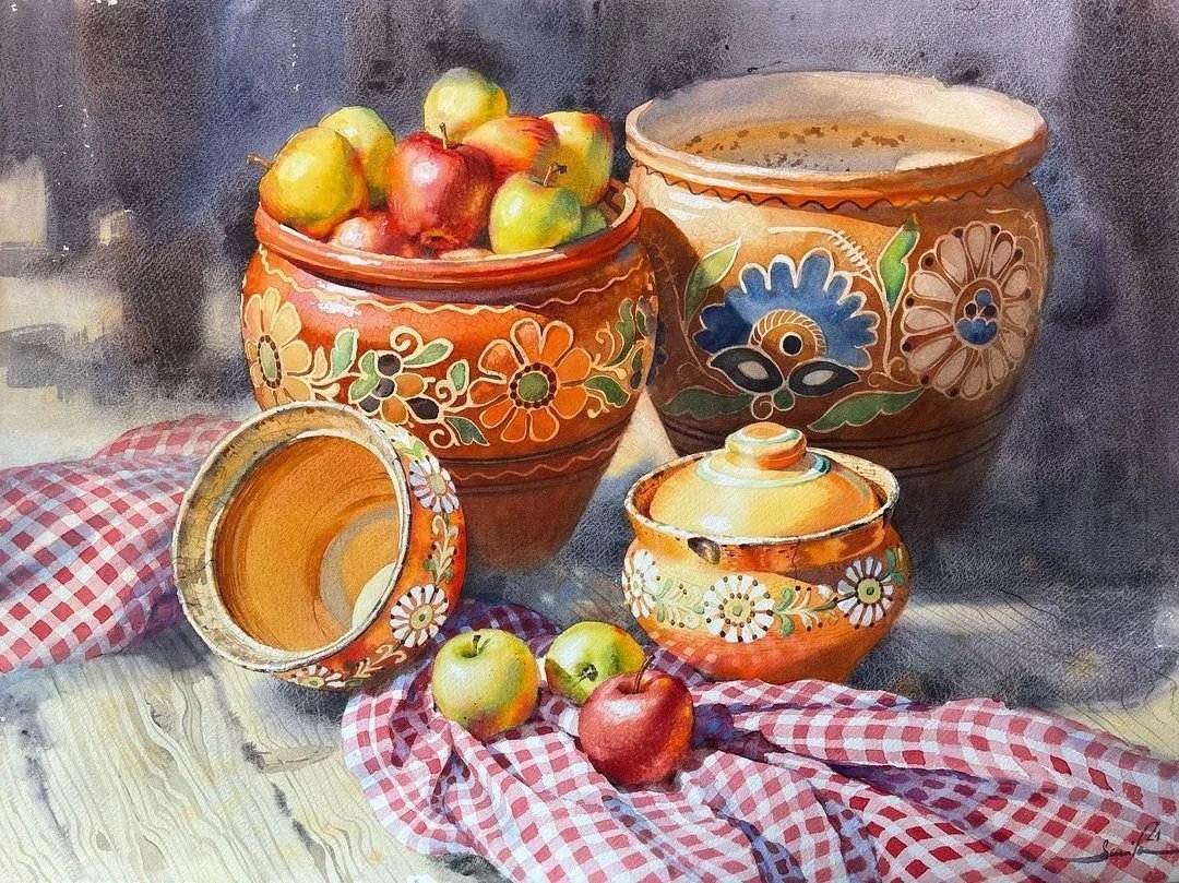 水彩@世界前100名的美女画家,作品深入人心,刚刚画完就被收藏