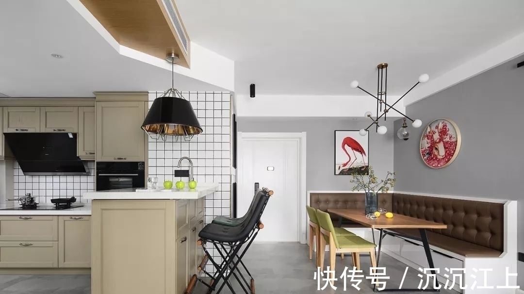 皮艺|130㎡现代简约,书房天花是幅画,活力舒适好童趣