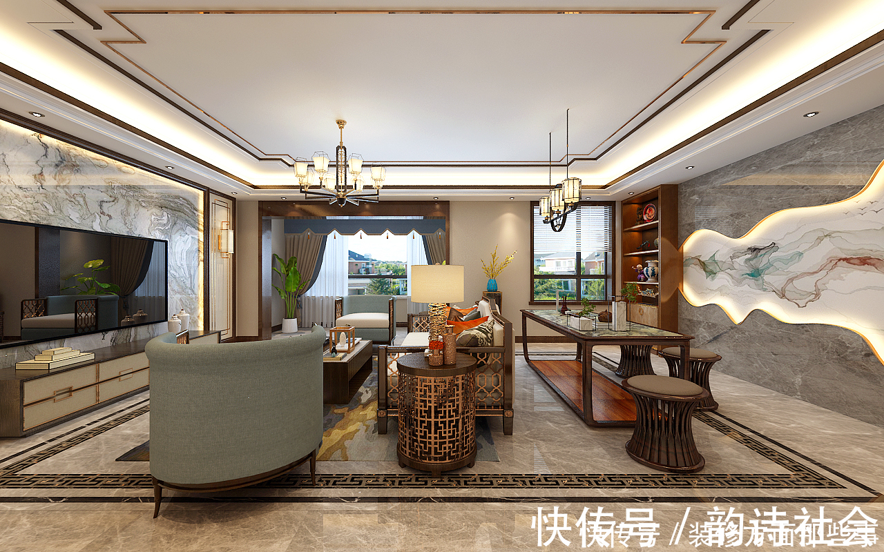 装修|190平典雅色调混搭时尚元素,带您领略不一样的中式高级美