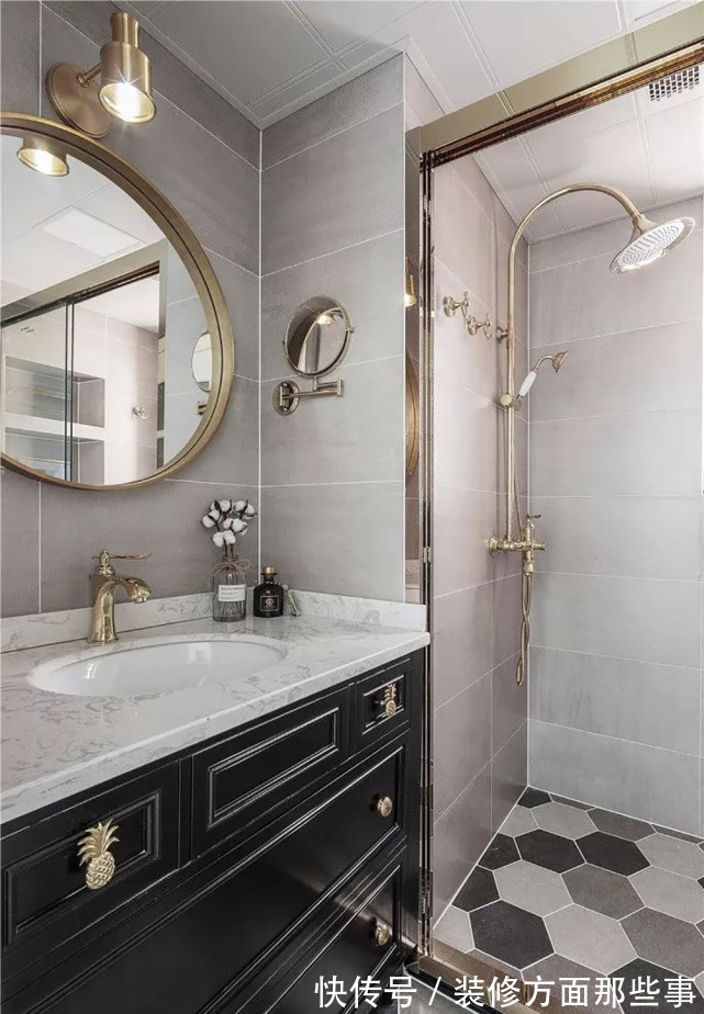 卡座|100平美式风三居室,卡座与餐边柜一体式设计颜值很高