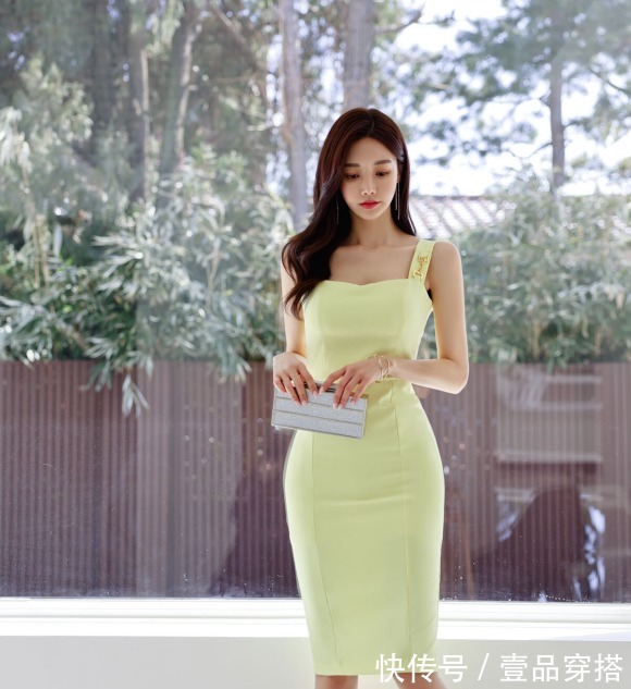 时尚搭配|女神孙允珠的时尚搭配:清柠娇莺春熙鹅黄雅致吊肩裙