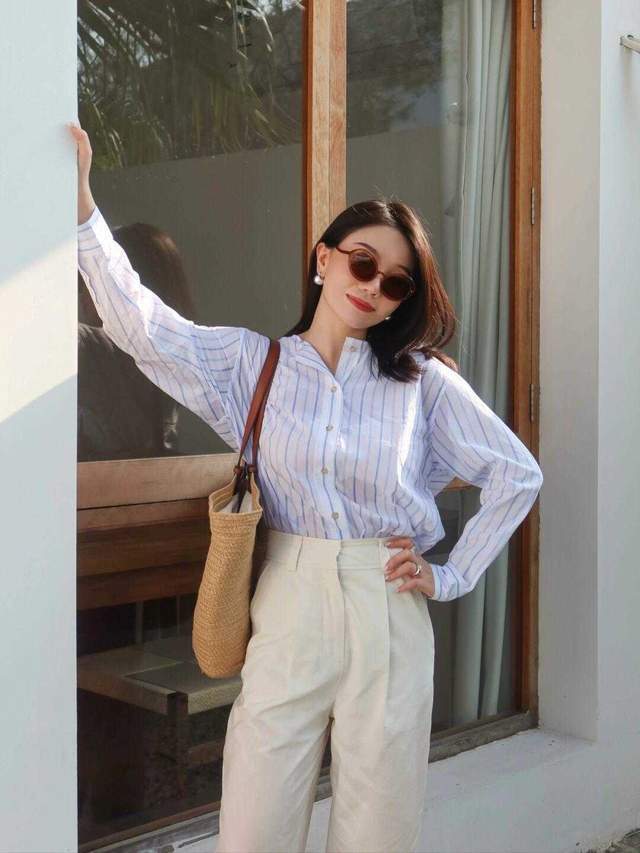 时尚|几个穿衣技巧?条纹衬衫搭配阔腿裤,让你从小白变时尚,舒适洋气