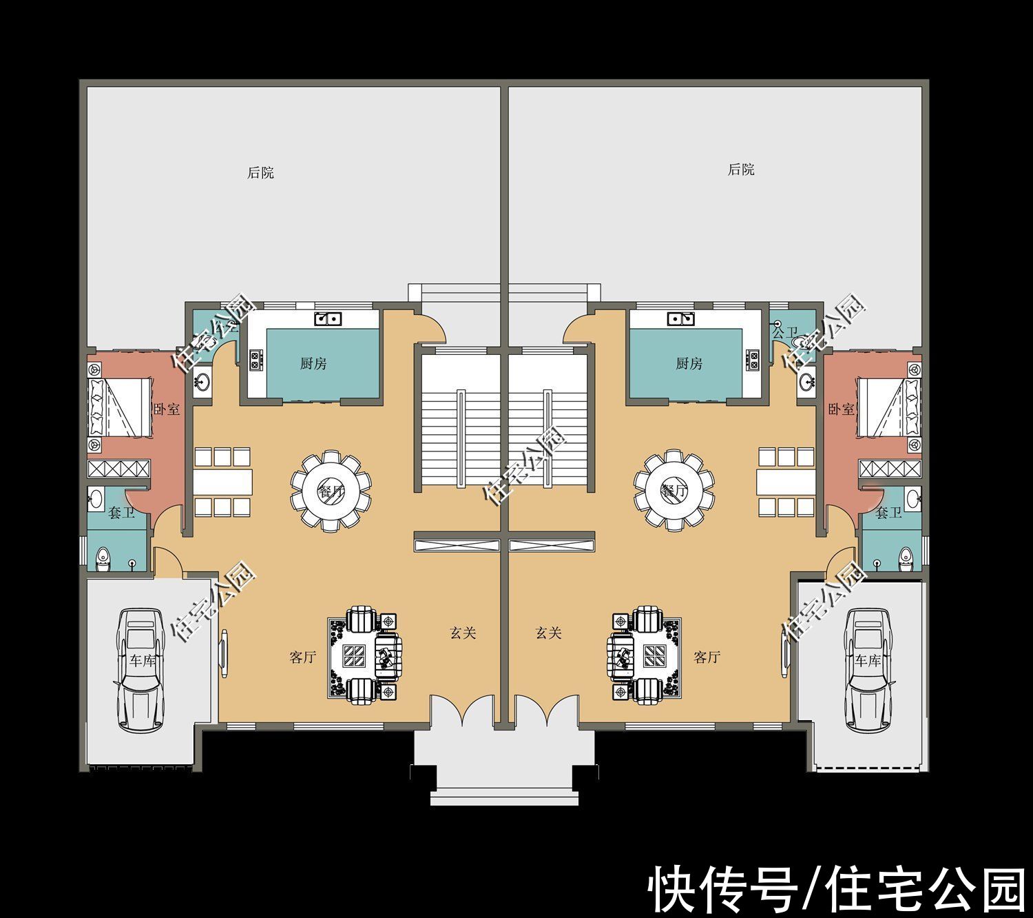 住宅|26×22米双拼大宅，兄弟姐妹再也不愁分家难，父母赡养也有去处